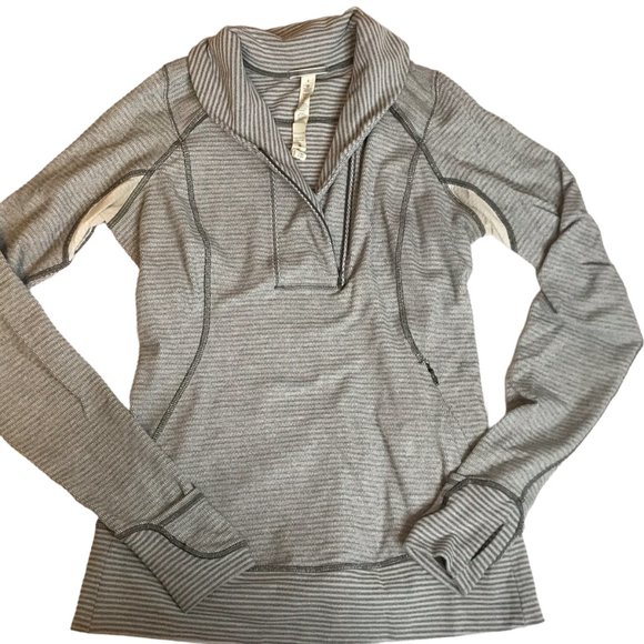 Lululemon Rulu Tonka Stripe Gray Pullover Fast Track, Size Women's 6. - Picture 1 of 14